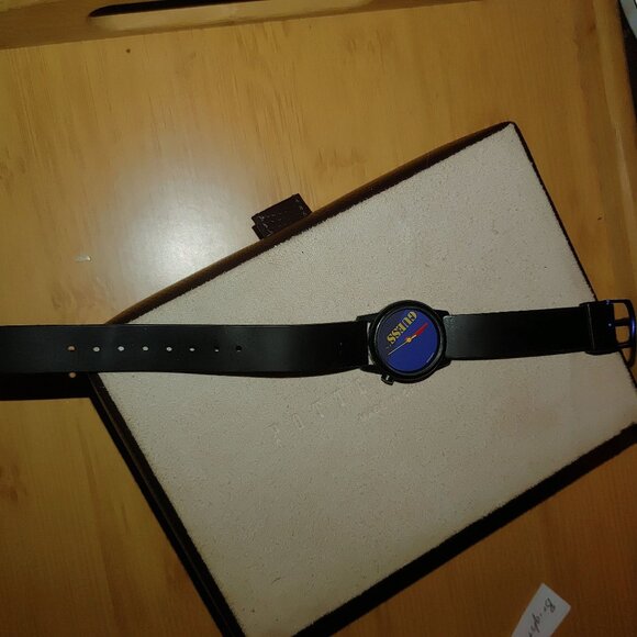 Guess Quartz Watch Vintage Black Strap Blue Dial Stainless Steel Water Resistant - Picture 6 of 8